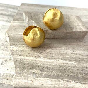 NEW ~ Anthropologie Brushed Gold Ball Huggie Earrings